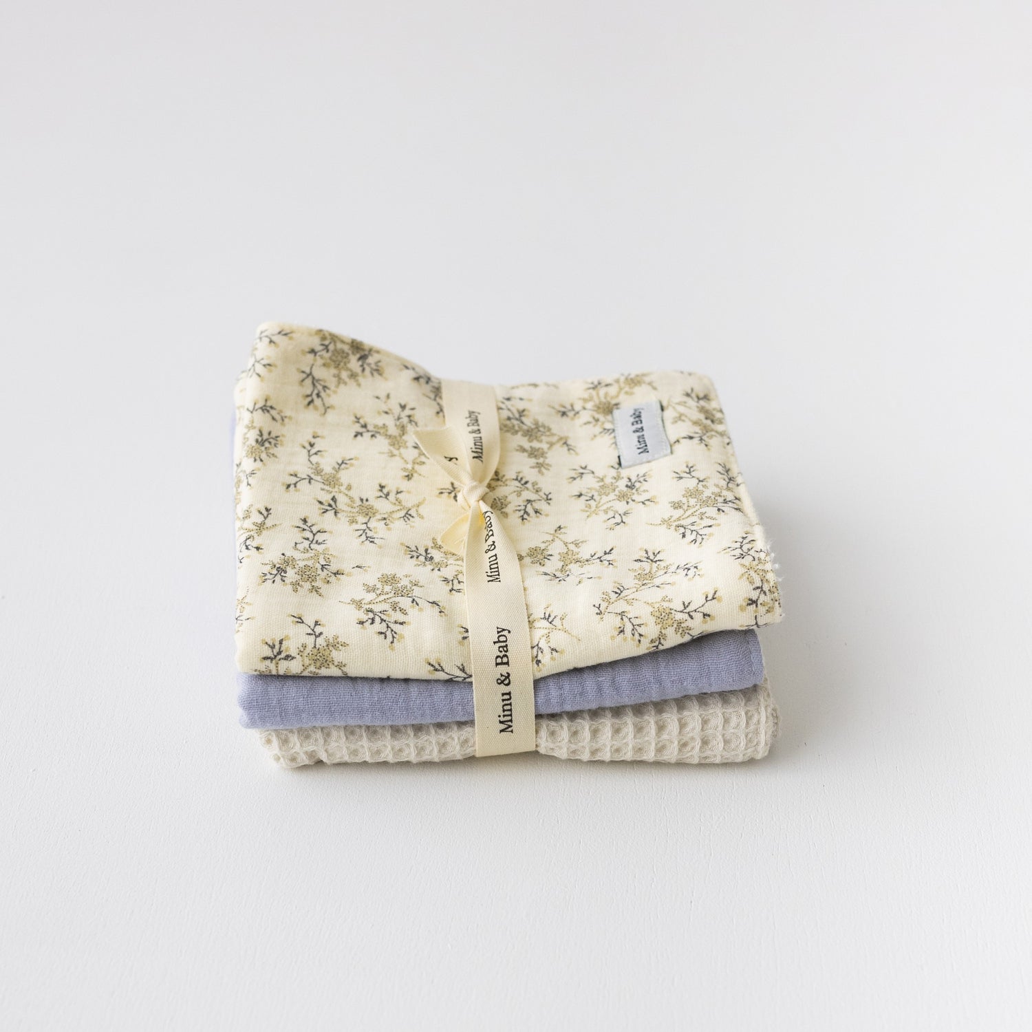 Pack Babitas Muselina Nature Waffle Ecru Blue